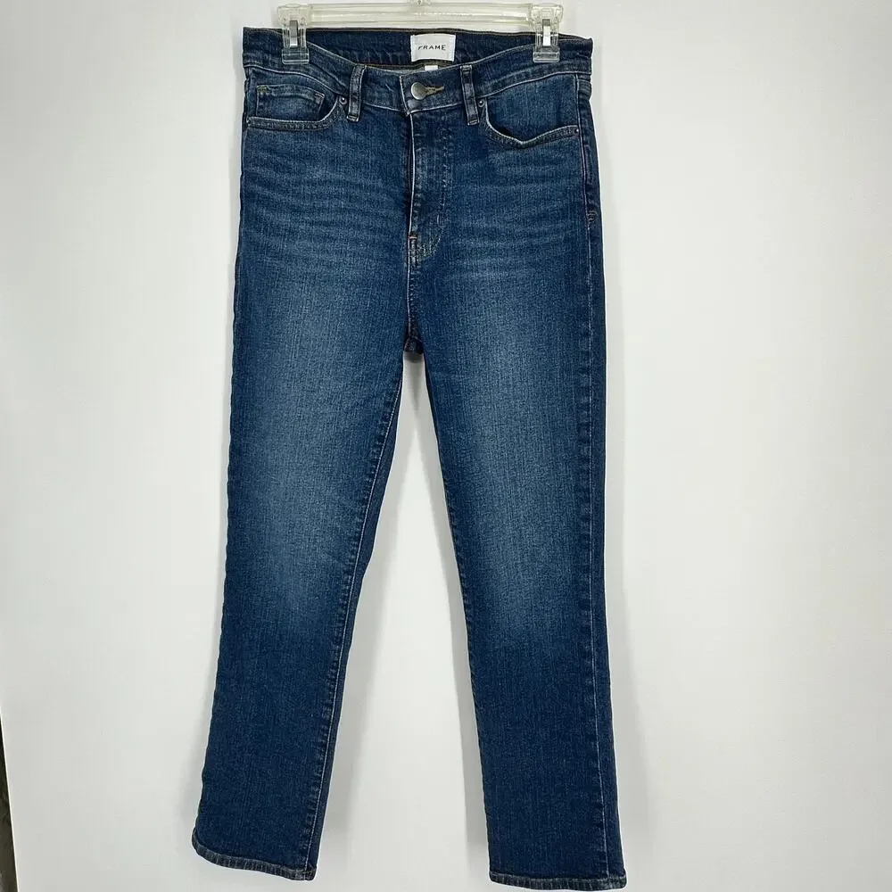 EUC Frame Le High Straight Sz 28 Medium Blue Scotland Wash Comfort Premium